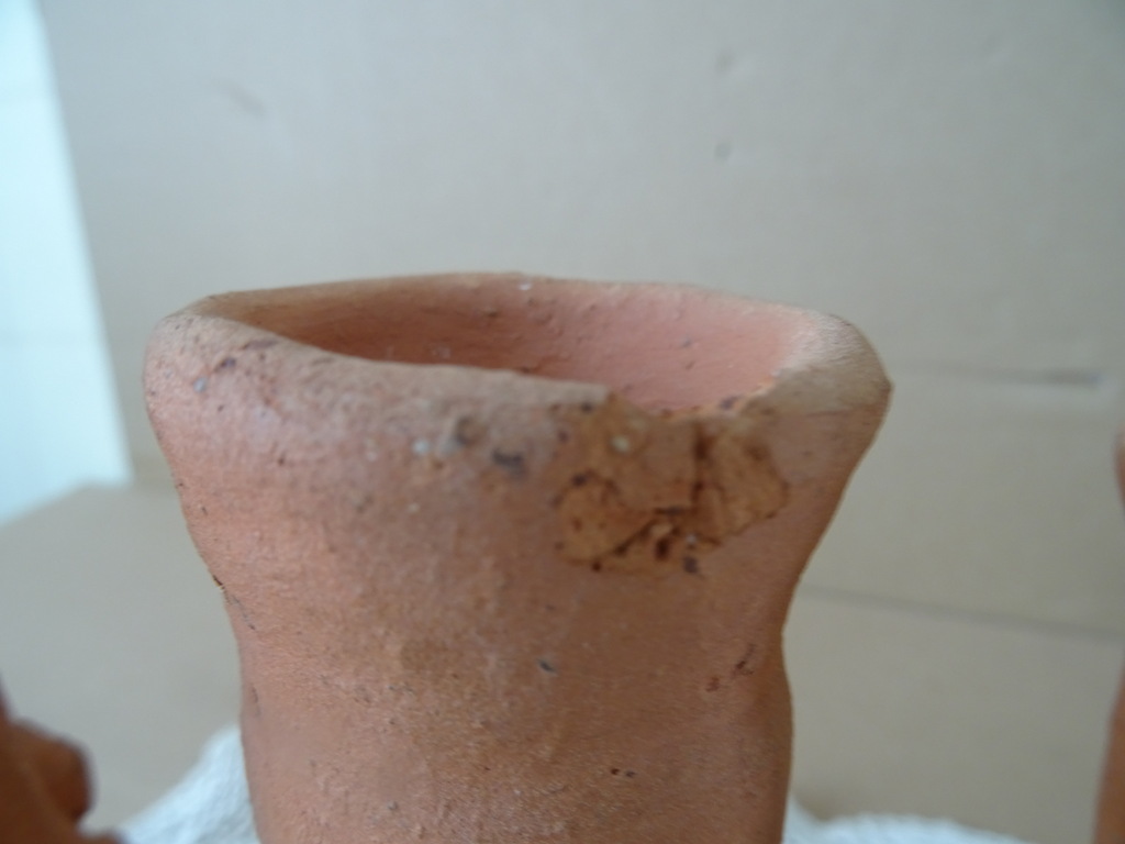 Vintage inheemse aardewerk kandelaar Peru 18cm - Afbeelding 9