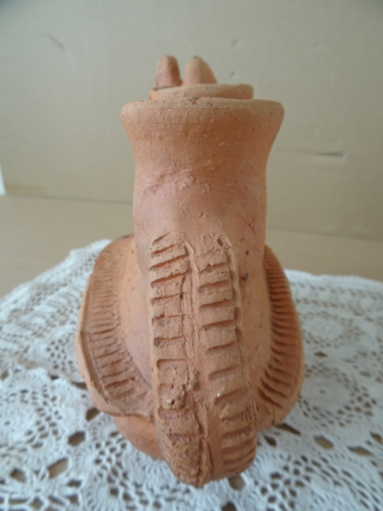 Vintage inheemse aardewerk kandelaar Peru 18cm - Afbeelding 11