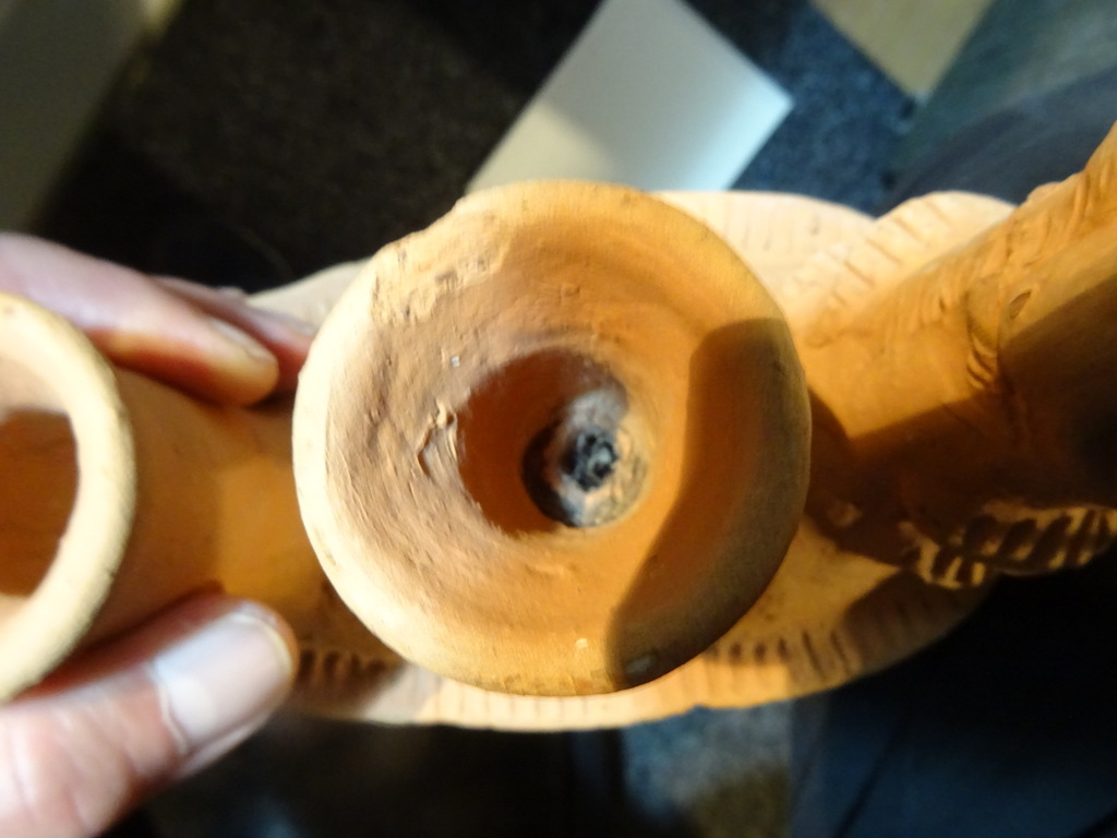 Vintage inheemse aardewerk kandelaar Peru 18cm - Afbeelding 16