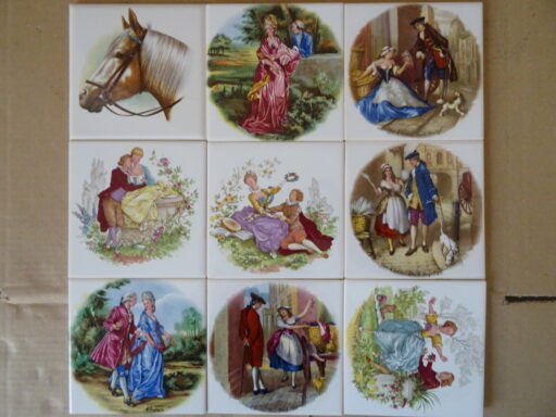 Collectie 9 vintage tegels Mosa romantische stijl 19 euro per stuk