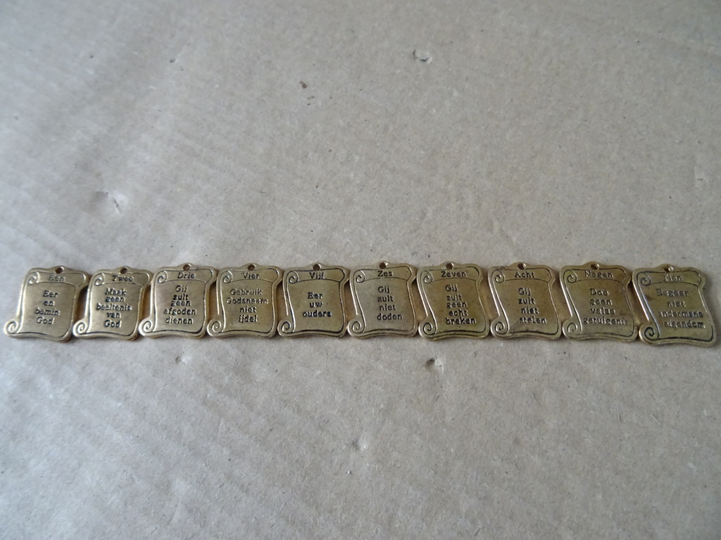 Vintage koperen medaillons Tien geboden - Afbeelding 2