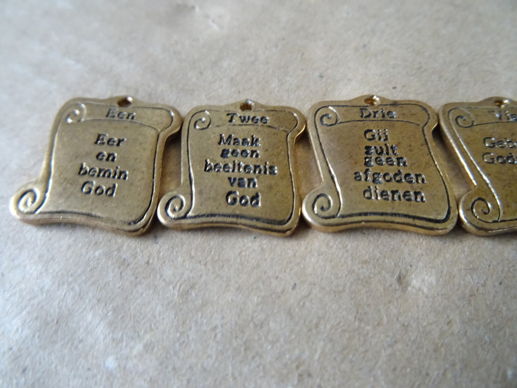 Vintage koperen medaillons Tien geboden - Afbeelding 3