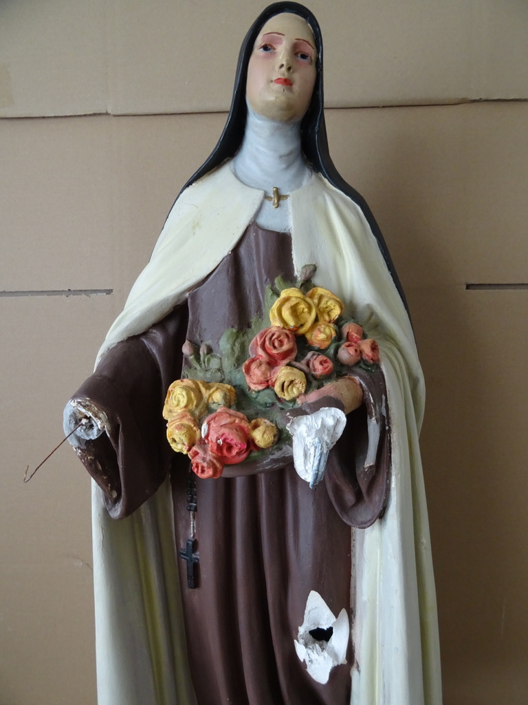 Antiek beeld Heilige Theresia van Lisieux 80cm - Afbeelding 3