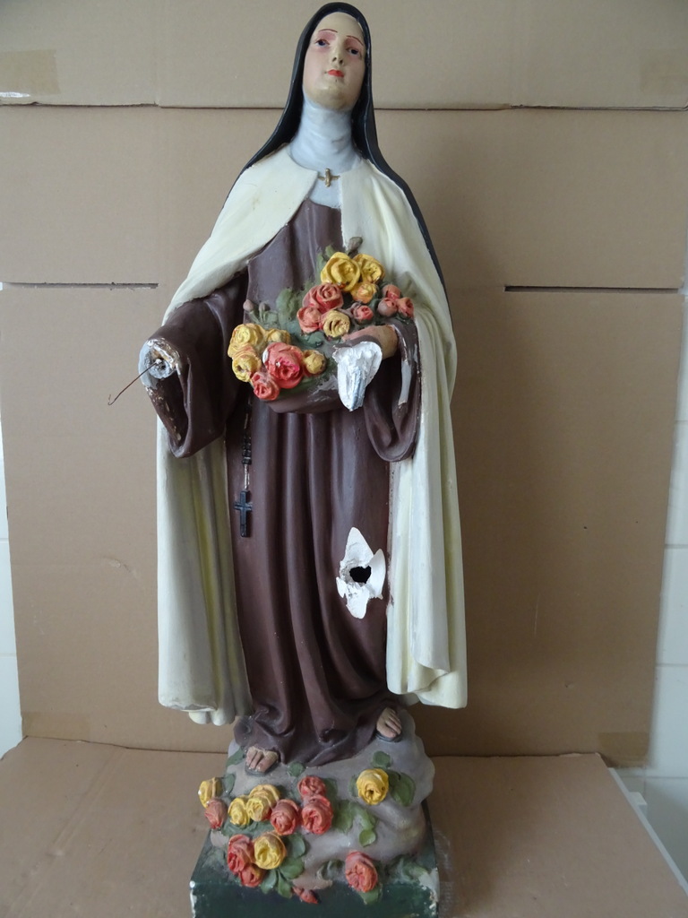 Antiek beeld Heilige Theresia van Lisieux 80cm - Afbeelding 2