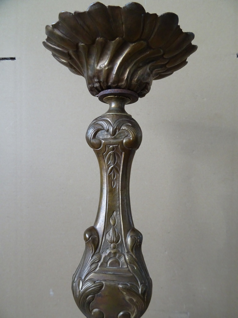 19e-eeuwse koperen kandelaar 52cm - Afbeelding 4