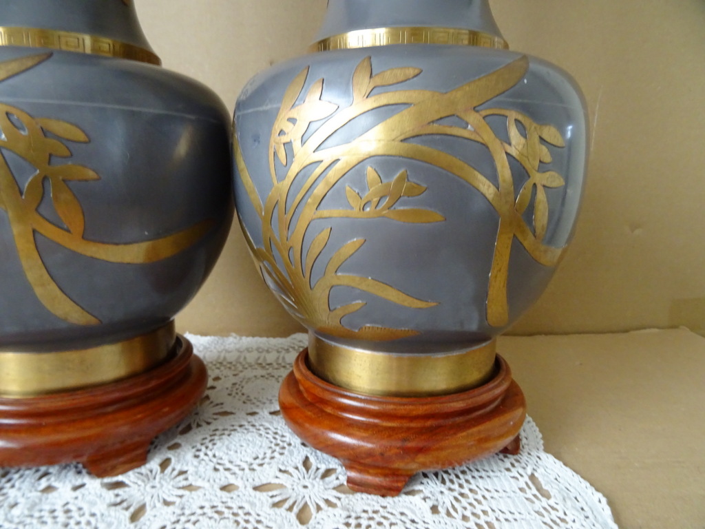 Vintage tinnen siervazen Japan 45cm - Afbeelding 10