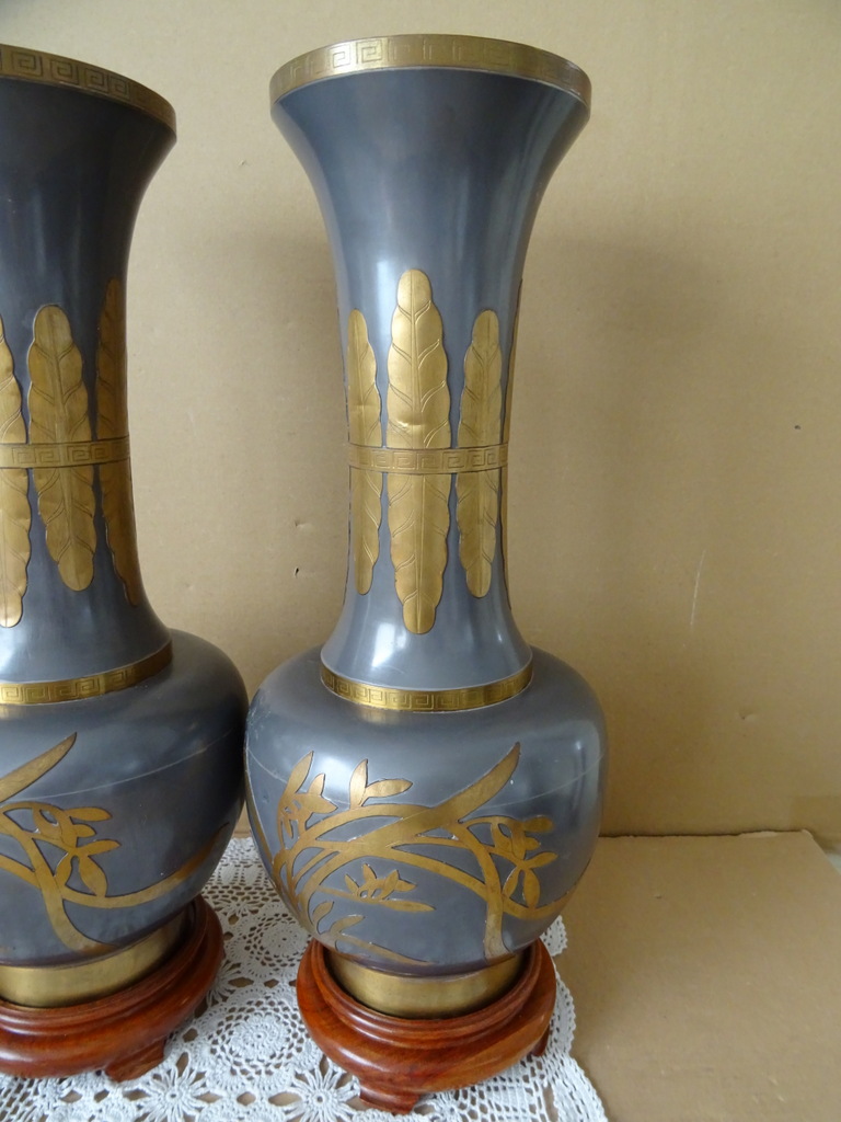 Vintage tinnen siervazen Japan 45cm - Afbeelding 12
