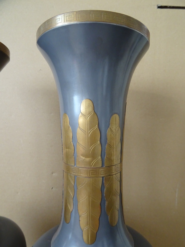 Vintage tinnen siervazen Japan 45cm - Afbeelding 13