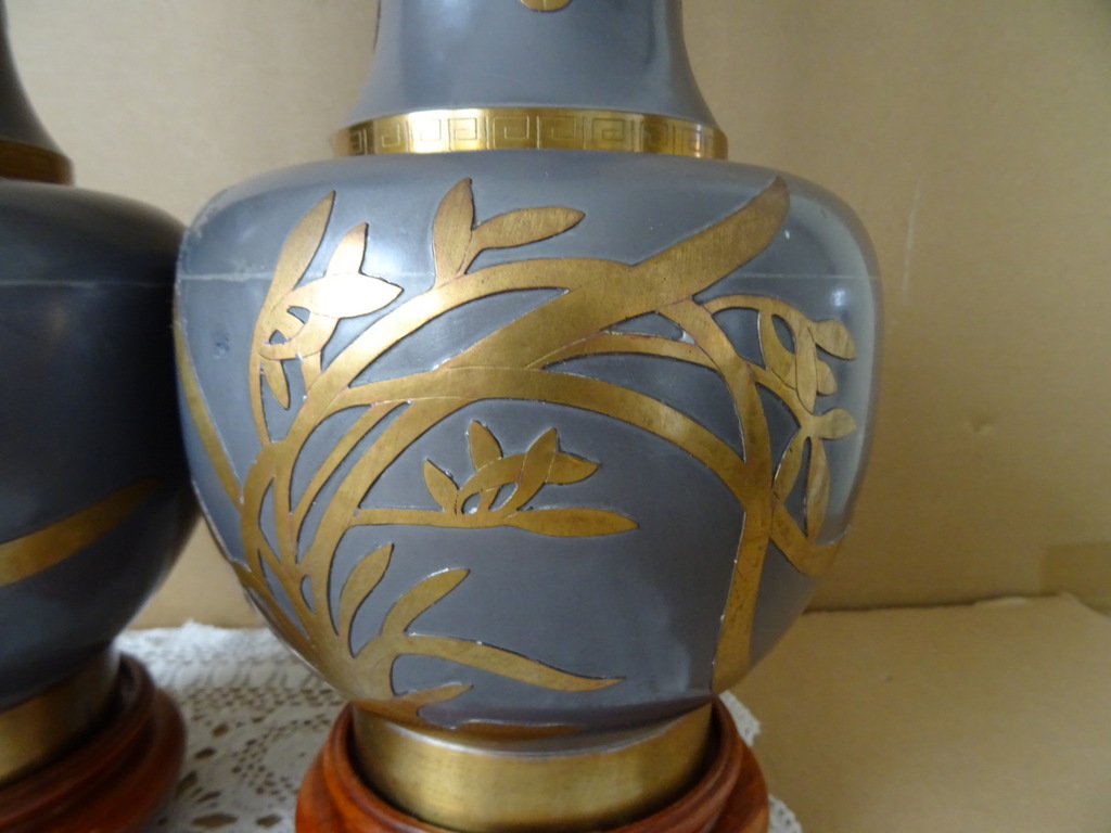 Vintage tinnen siervazen Japan 45cm - Afbeelding 16