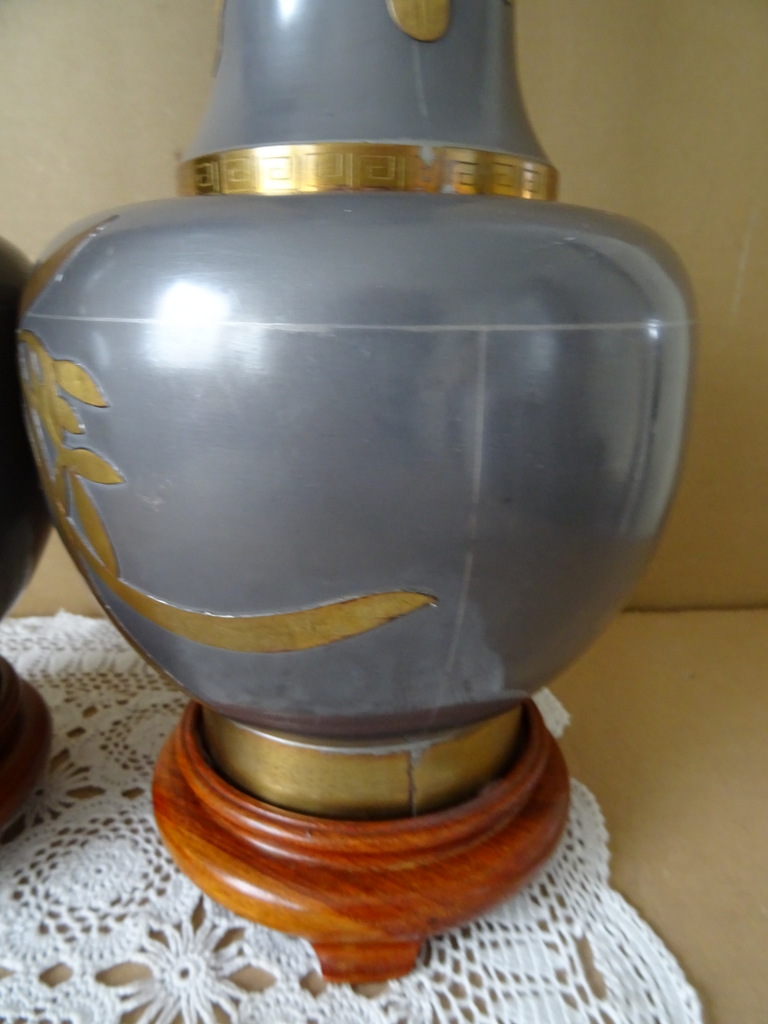 Vintage tinnen siervazen Japan 45cm - Afbeelding 23