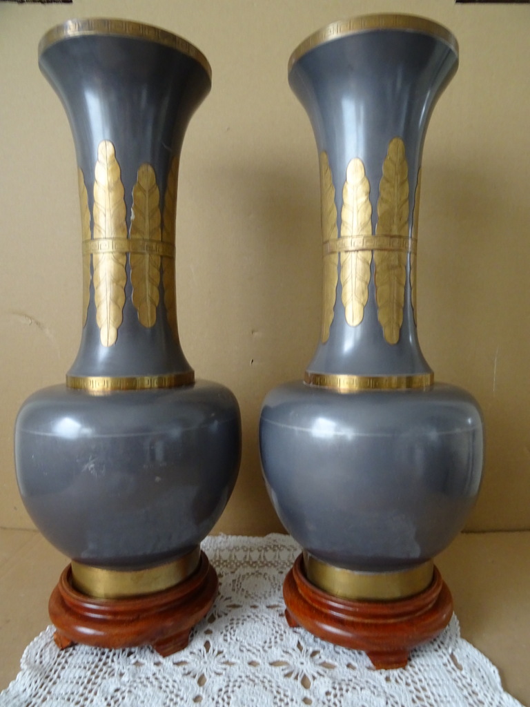 Vintage tinnen siervazen Japan 45cm - Afbeelding 24