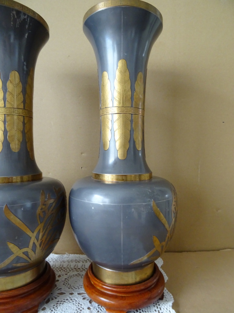 Vintage tinnen siervazen Japan 45cm - Afbeelding 30