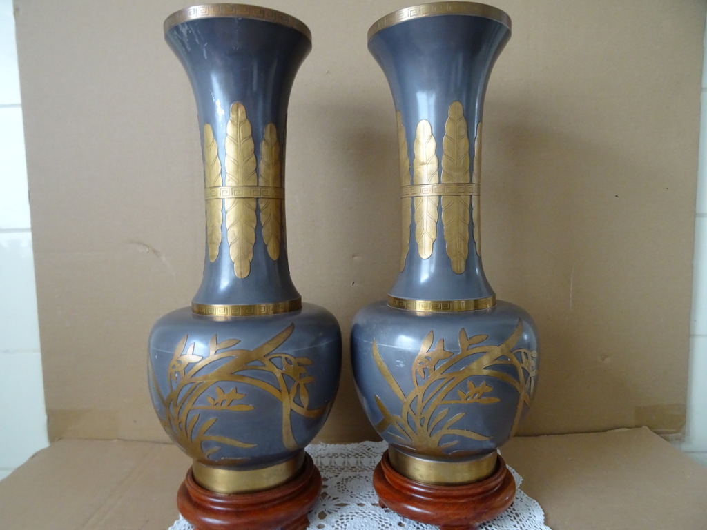 Vintage tinnen siervazen Japan 45cm - Afbeelding 42