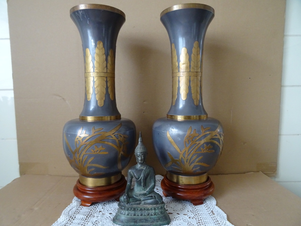 Vintage tinnen siervazen Japan 45cm - Afbeelding 43