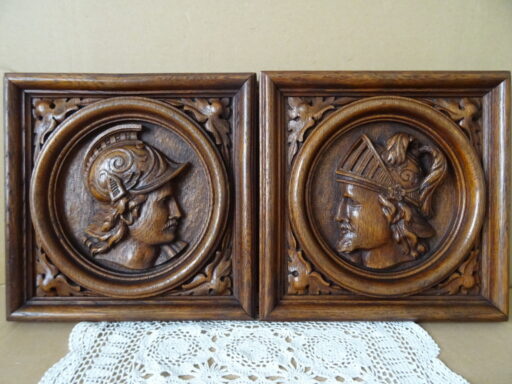 Alternative view of Stel houten panelen met Romeinse soldaten 25x25cm