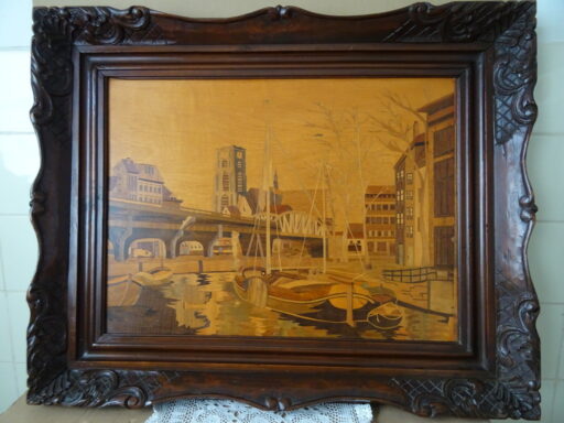 Ingelegd hout schilderij Rotterdam 78x63cm