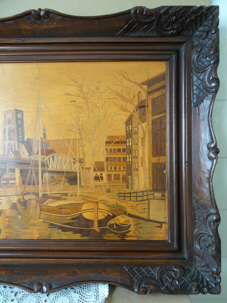 Ingelegd hout schilderij Rotterdam 78x63cm - Afbeelding 4