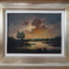 Vintage schilderij 57x47cm zonsondergang