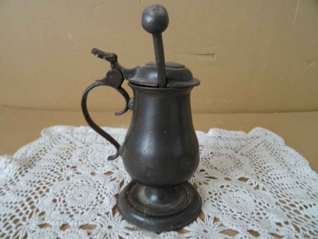 18e-eeuws Antiek tinnen mosterdpotje - Afbeelding 3