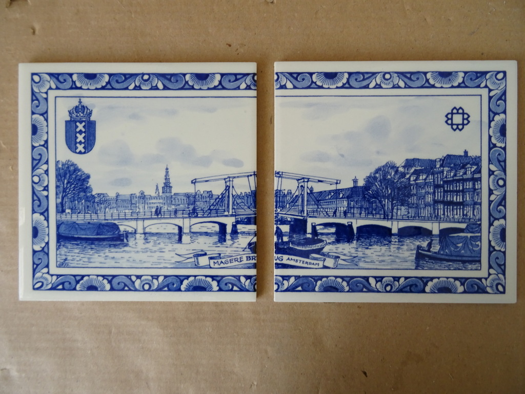 Vintage Delfts blauw tegeltableau Magere Brug Amsterdam - Afbeelding 3