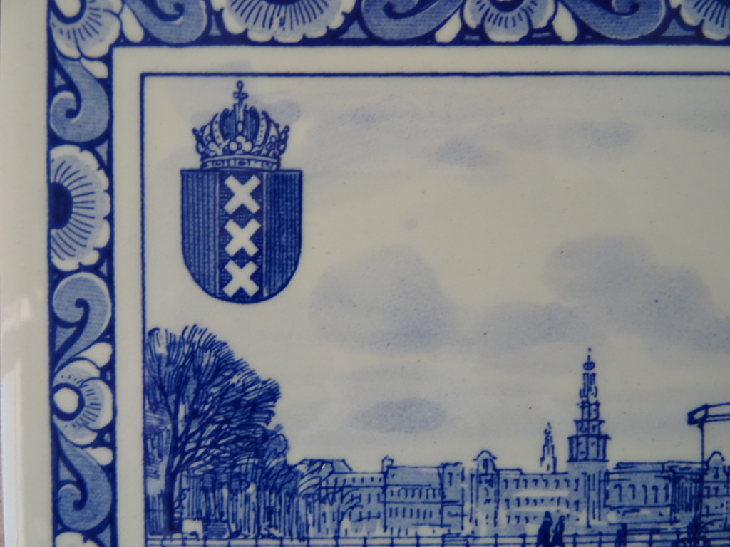 Vintage Delfts blauw tegeltableau Magere Brug Amsterdam - Afbeelding 4