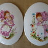 Set vintage ovale tegels Gingham Girl