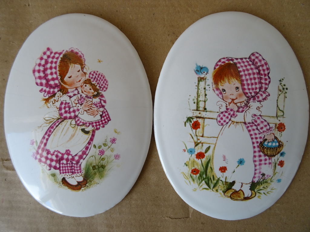 Set vintage ovale tegels Gingham Girl