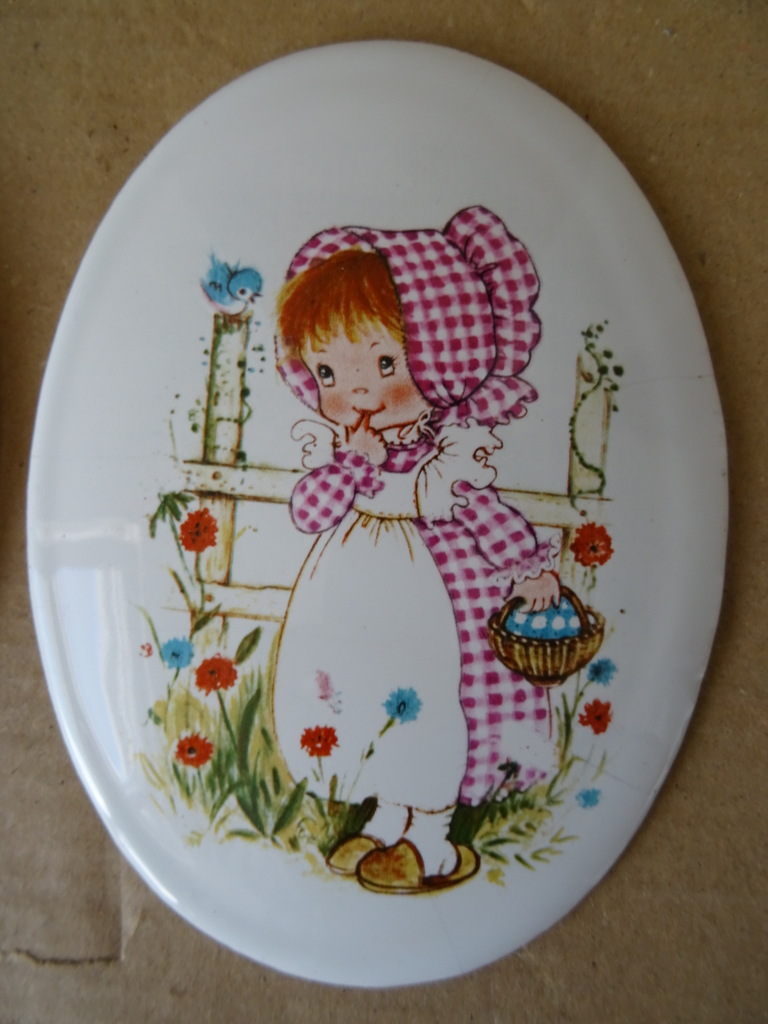 Set vintage ovale tegels Gingham Girl - Afbeelding 3