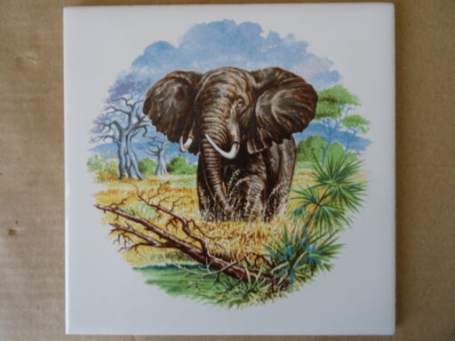 Vintage tegel met olifant