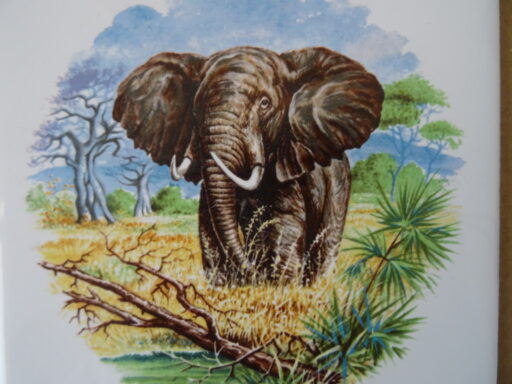 Vintage tegel met olifant