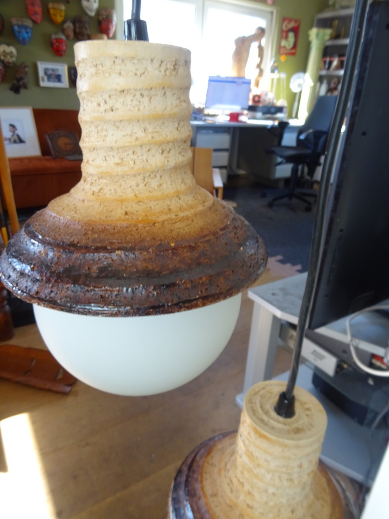 Vintage aardewerk hanglamp 3-delig 150cm - Afbeelding 6