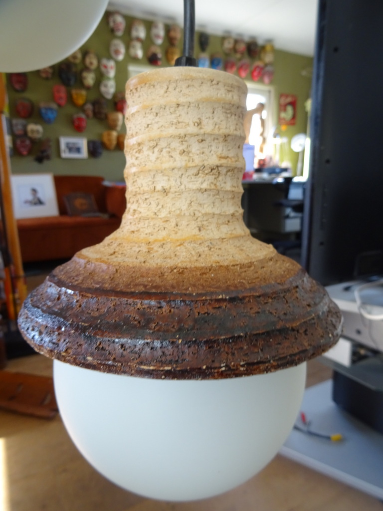 Vintage aardewerk hanglamp 3-delig 150cm - Afbeelding 7