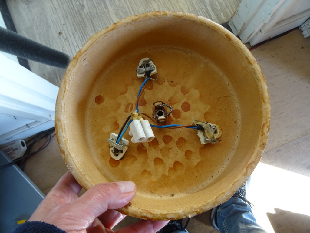 Vintage aardewerk hanglamp 3-delig 150cm - Afbeelding 11