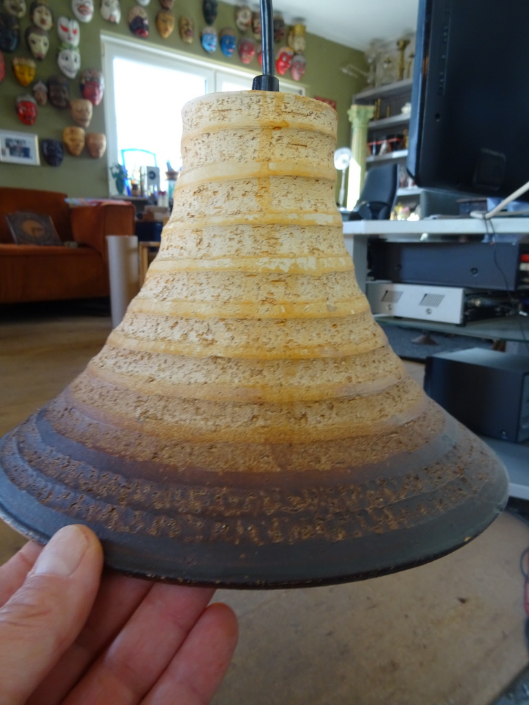 Vintage aardewerk hanglamp heksenhoed 17cm - Afbeelding 4