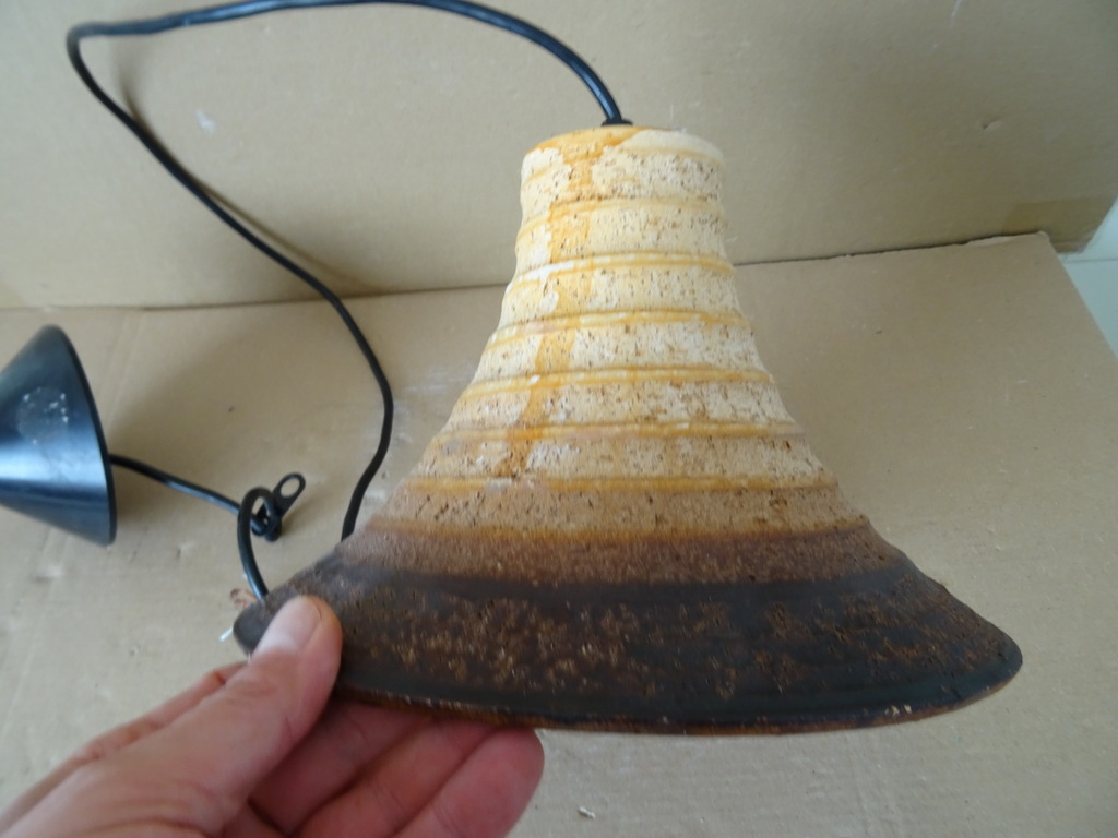 Vintage aardewerk hanglamp heksenhoed 17cm - Afbeelding 10