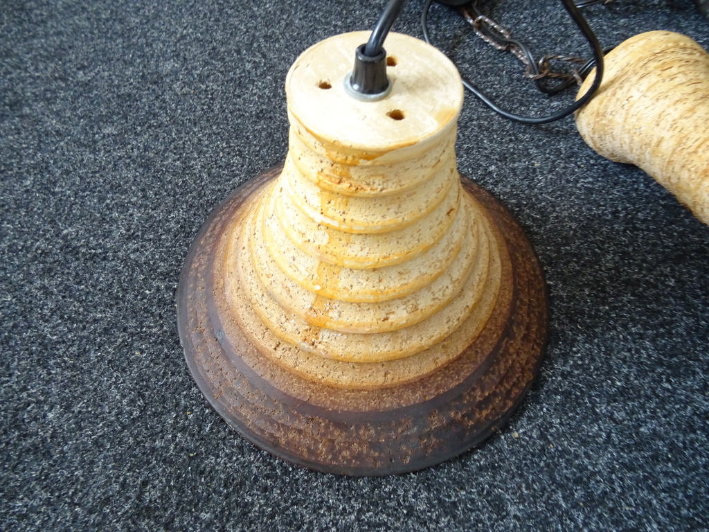 Vintage aardewerk hanglamp heksenhoed 17cm - Afbeelding 12