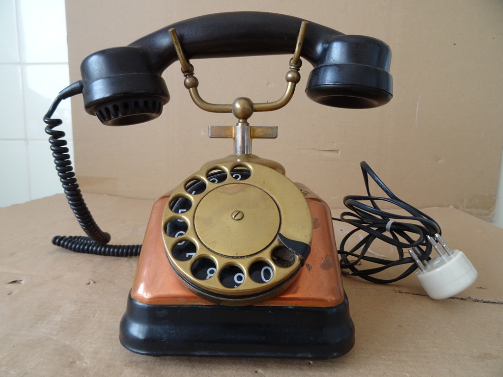 Vintage koperen telefoon telefoontoestel - Afbeelding 2