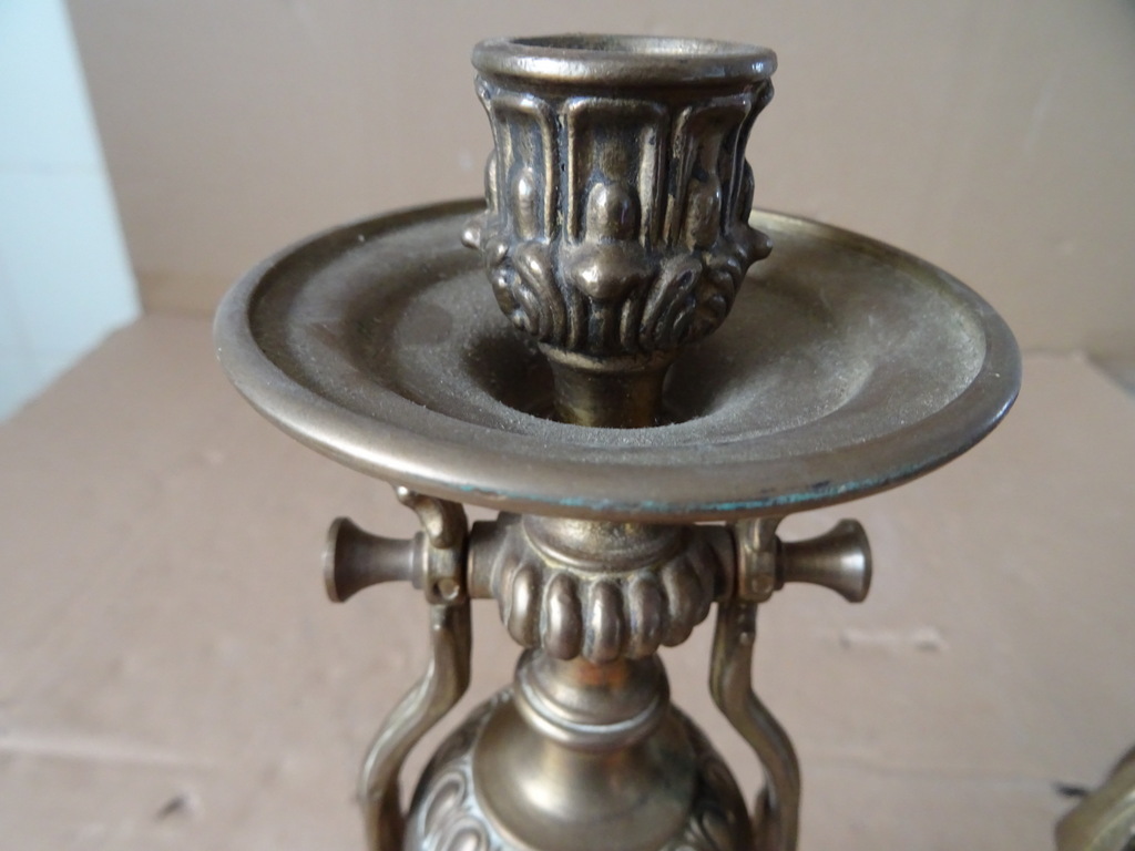 Vintage bronzen of koperen set wandkandelaars scheepskandelaars - Afbeelding 3