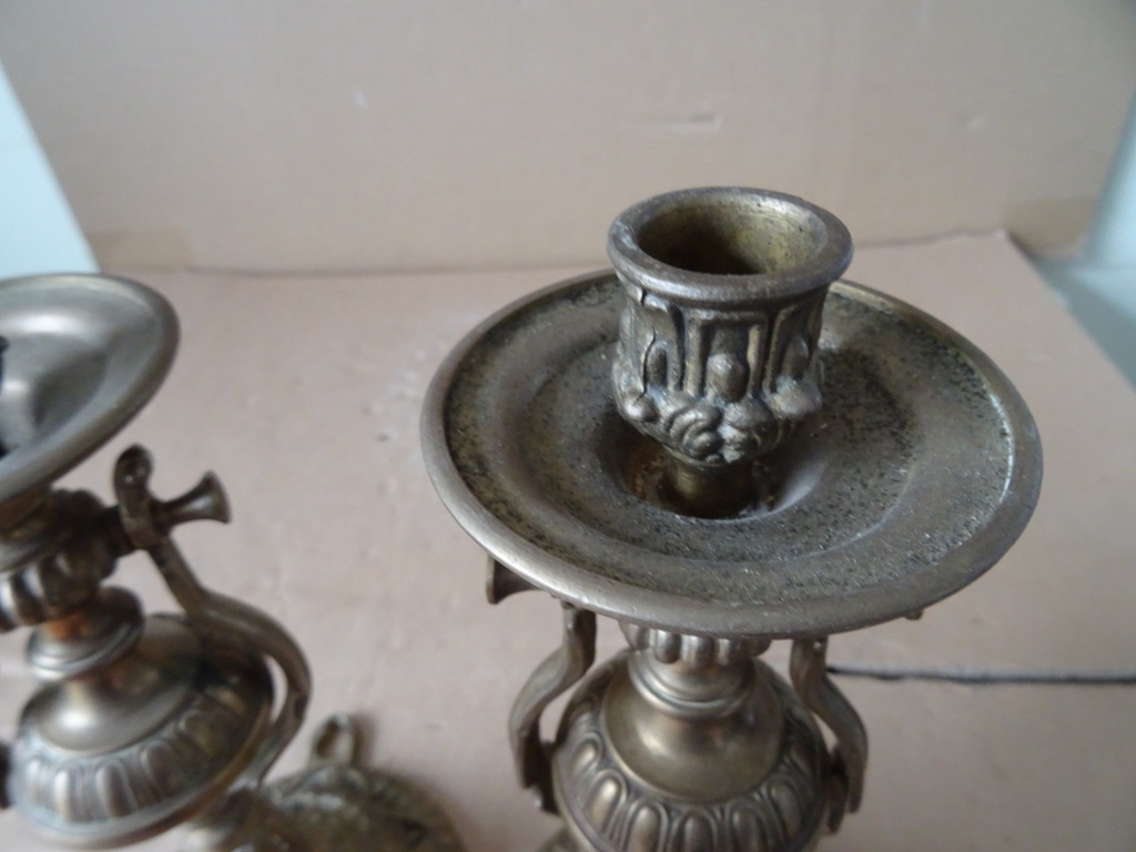 Vintage bronzen of koperen set wandkandelaars scheepskandelaars - Afbeelding 5
