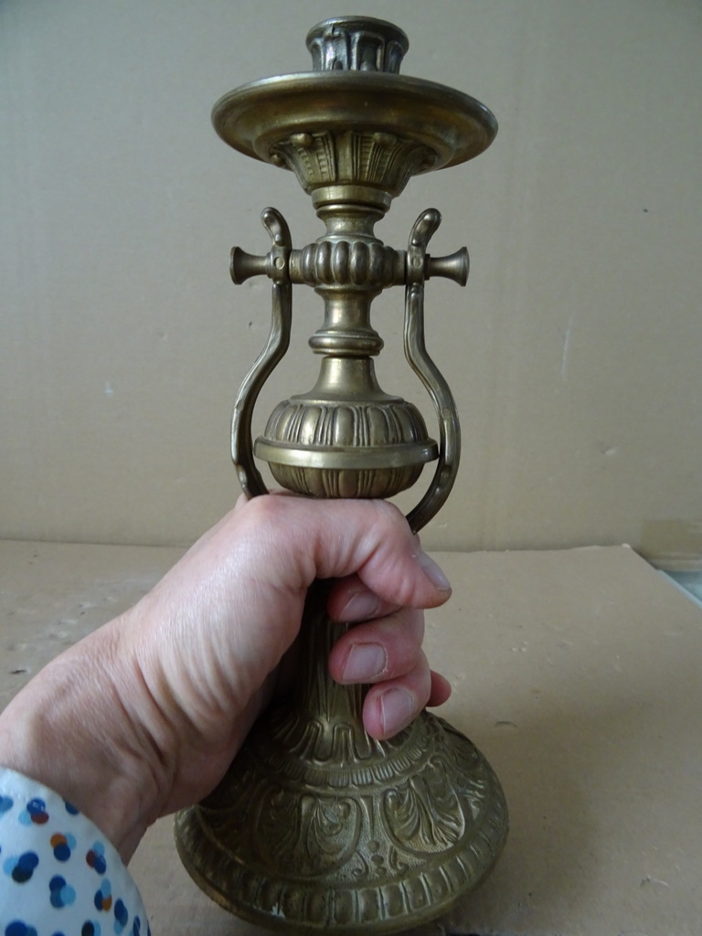 Vintage bronzen of koperen set wandkandelaars scheepskandelaars - Afbeelding 12