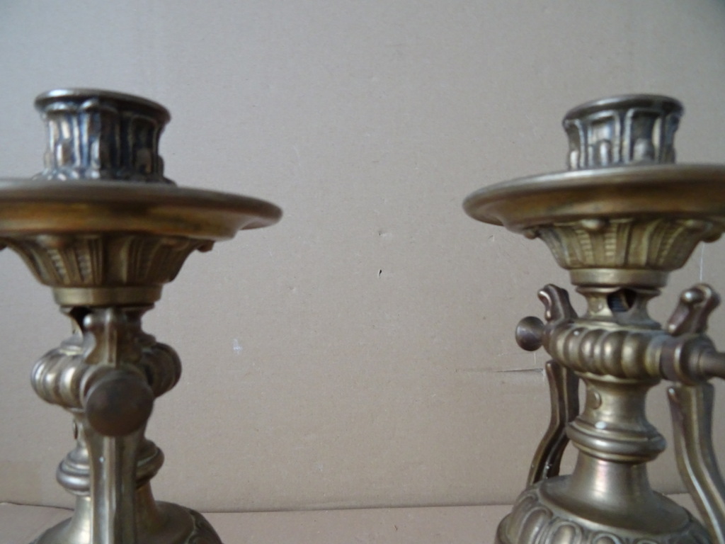Vintage bronzen of koperen set wandkandelaars scheepskandelaars - Afbeelding 14