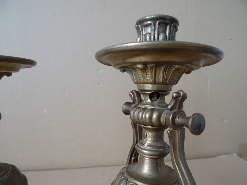 Vintage bronzen of koperen set wandkandelaars scheepskandelaars - Afbeelding 16