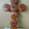 Antiek of vintage tramp art kruisbeeld 56cm