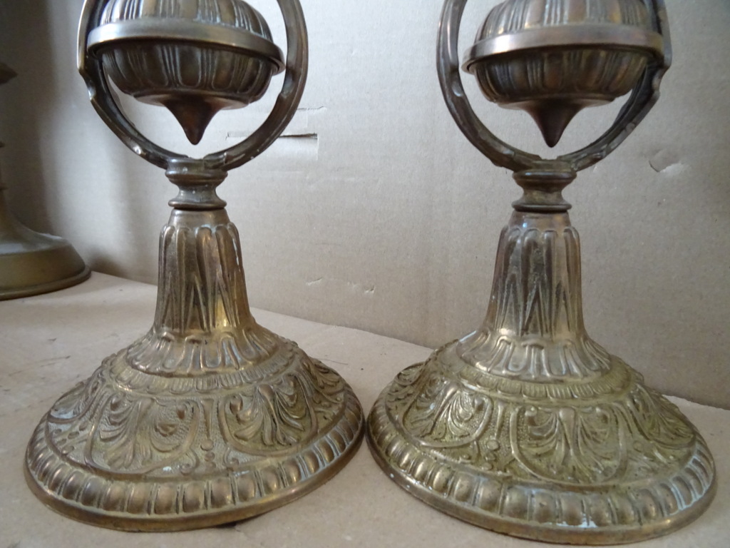Vintage bronzen of koperen set wandkandelaars scheepskandelaars - Afbeelding 22