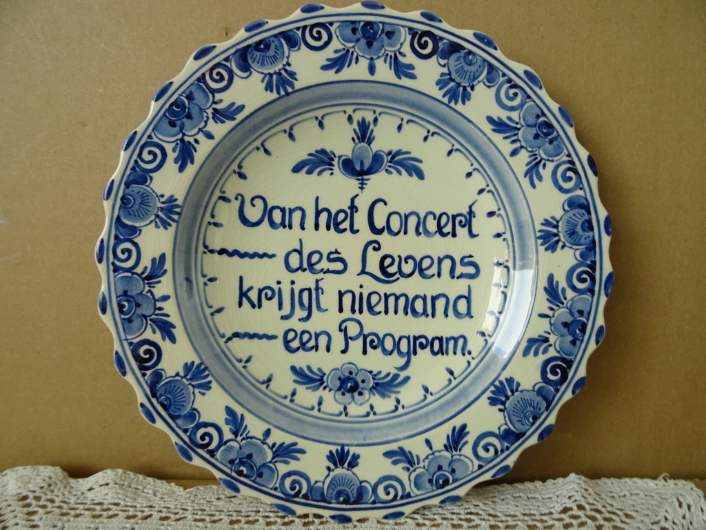 Delfts blauw wandbord Van het Concert des Levens