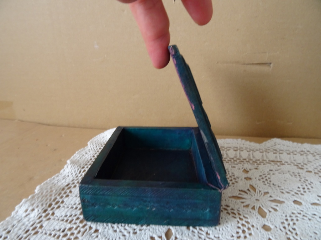 Vintage houten kistje Mali bekleed met leer 14x11x4,5cm - Afbeelding 11