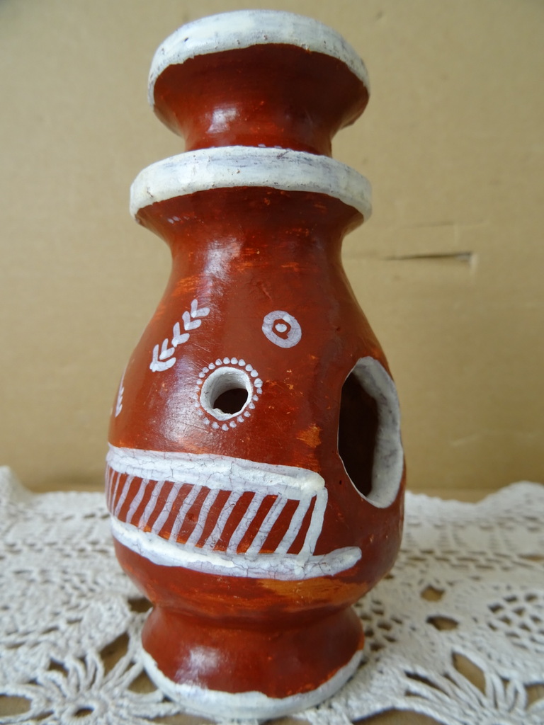 Aardewerk wierookbrander Mali 13cm vintage