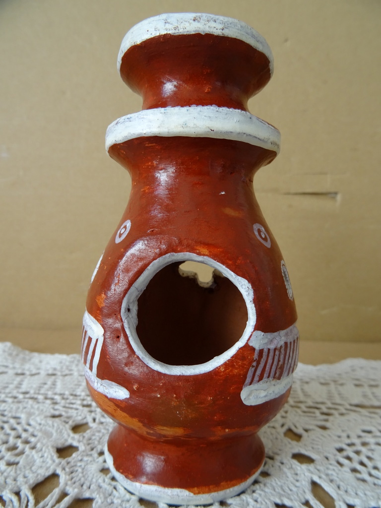 Aardewerk wierookbrander Mali 13cm vintage - Afbeelding 3