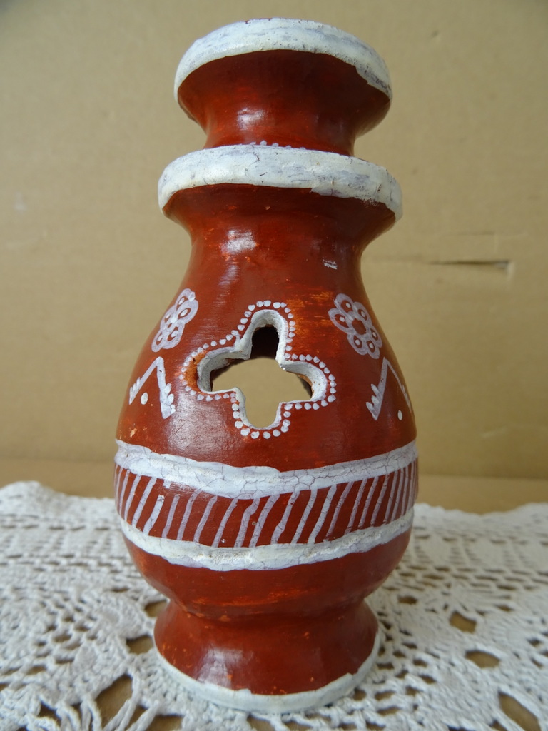 Aardewerk wierookbrander Mali 13cm vintage - Afbeelding 7