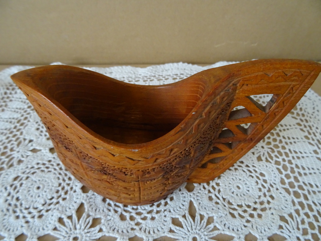 Vintage teakhouten huwelijksbeker - Afbeelding 2